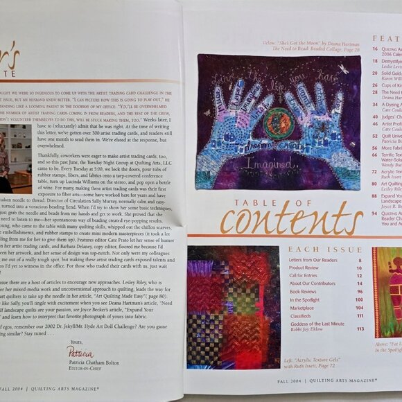 Quilting Arts Magazine Fall Issue 2004 Be Bold With Batiques And Bead All Over E - Picture 2 of 14